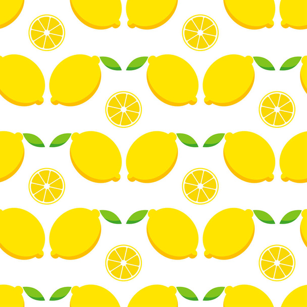 Seamless pattern with lemon. Lemons on white background. Cute cartoon. Summer garden. Lemon jam. Vector illustration. Textile rapport. - ベクター画像