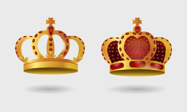 Set of Royal golden crown with Gradient Mesh - Vector, Image