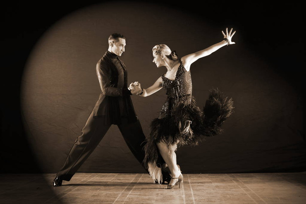 dancers in ballroom isolated on black background - 写真・画像