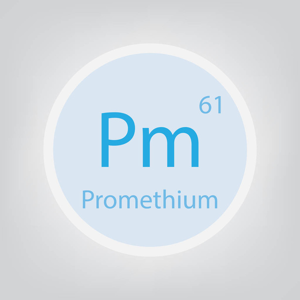 Illustrazione icono- vettoriale degli elementi chimici Pm al prometio
 - Vettoriali, immagini