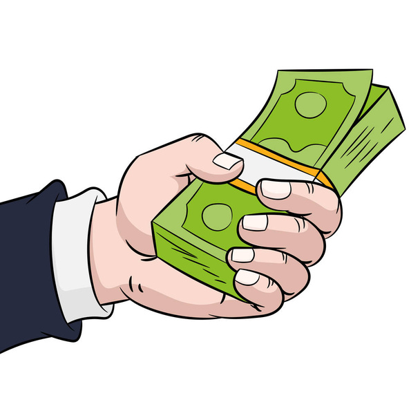 hand hold money, design vetorial plano para o conceito de negócios e finanças - Ilustração vetorial
 - Vetor, Imagem