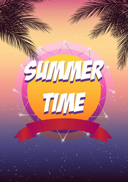  Παραλία το καλοκαίρι ώρα κόμμα Flyer. 2018 τάση χρώματα. Σχεδίαση διανυσματικών Eps 10 - Διάνυσμα, εικόνα