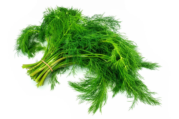 Fresh dill on white, close up of green herb - Photo, Image