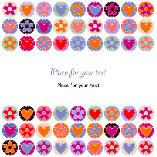 cute card with hearts and flowers - Vector, imagen