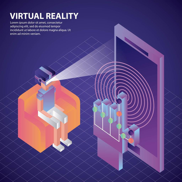 virtual reality isometric - Vector, Image