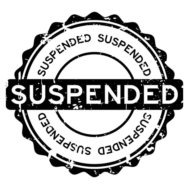 Grunge preto suspenso selo de borracha redonda no fundo branco
 - Vetor, Imagem