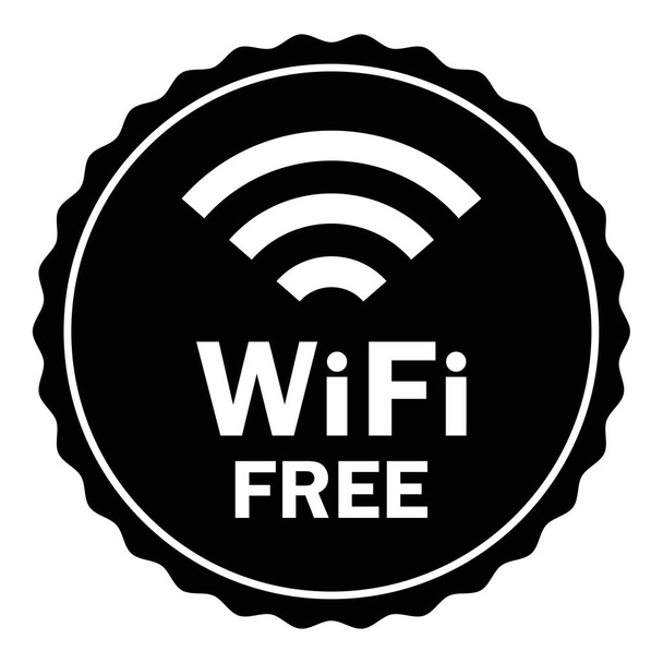 Wifi free wireless internet signal flat icon stamp . - Vector, Image