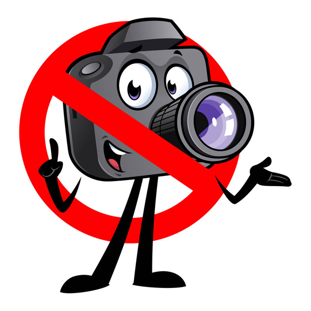Mascotte de caméra de bande dessinée dans un signal interdit
. - Vecteur, image