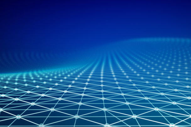 Líneas de triángulo de conexión de red azul sobre fondo azul para el concepto de tecnología, ilustración abstracta 3d
 - Foto, Imagen