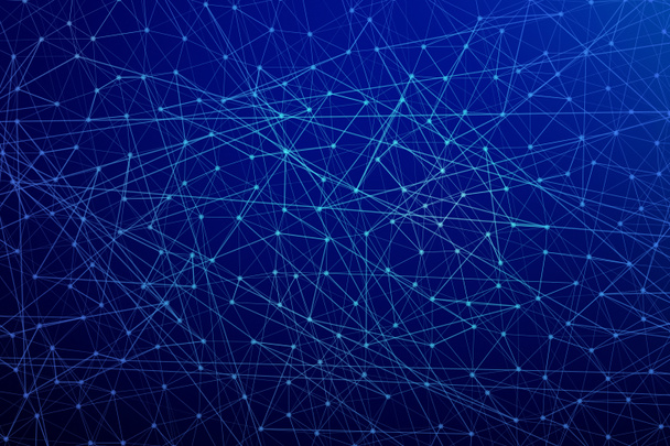 Hálózati kapcsolat háromszög vonalak technológia koncepció, 3d absztrakt ábrán kék alapon kék - Fotó, kép