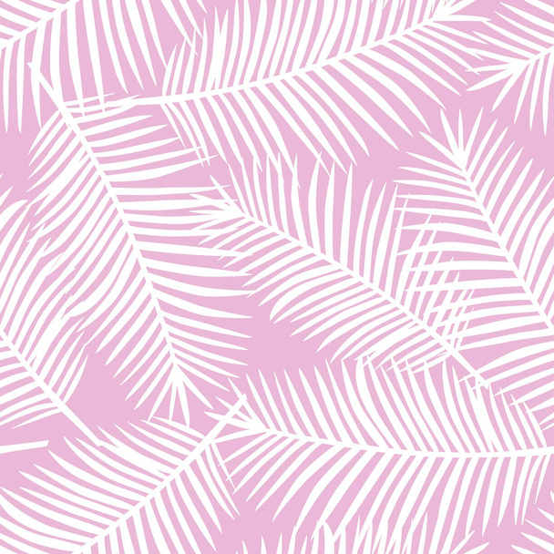 white palm leaves on a pink background exotic tropical hawaii seamless pattern vector. - Vector, afbeelding
