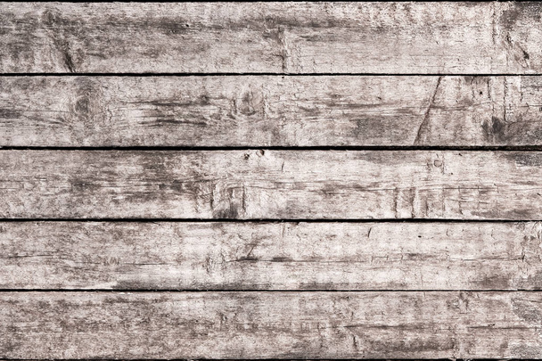 Wooden background of old shabby vintage boards. Grey wood panel of five horizontal boards. - Photo, image