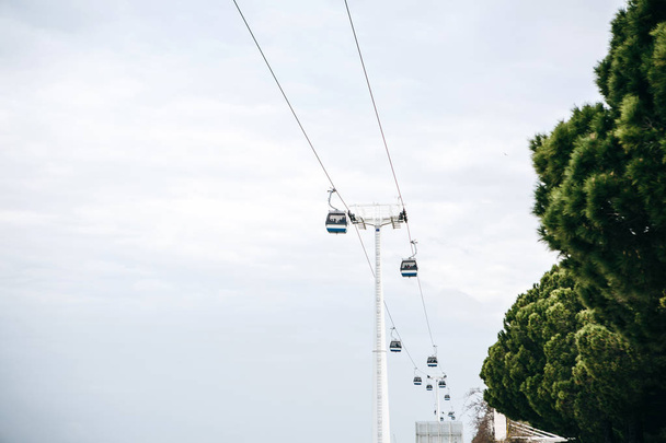 funicular or ropeway and public transport through gulf or river or channel in Lisbon in Portugal. - Photo, Image