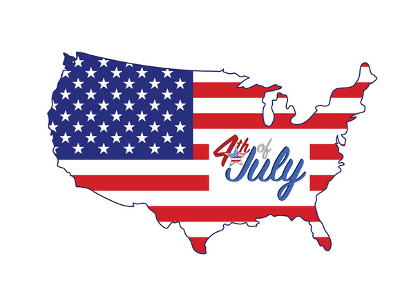 4th of july sign. Vector Illustration. isolated over red wave background - Valokuva, kuva