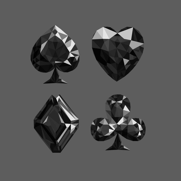 Vektor Illustration Spielkarten Symbol Zeichen Anzug Set Deck Diamant Edelstein Kristall Design Farbverlauf Hintergrund - Vektor, Bild