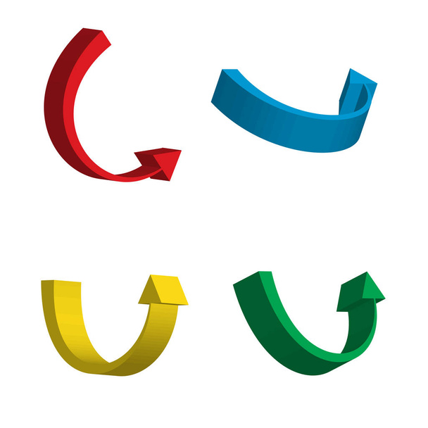 Conjunto de Iconos de Flecha 3d. Símbolos de dirección coloridos o signos de comunicación aislados sobre fondo blanco
 - Vector, imagen