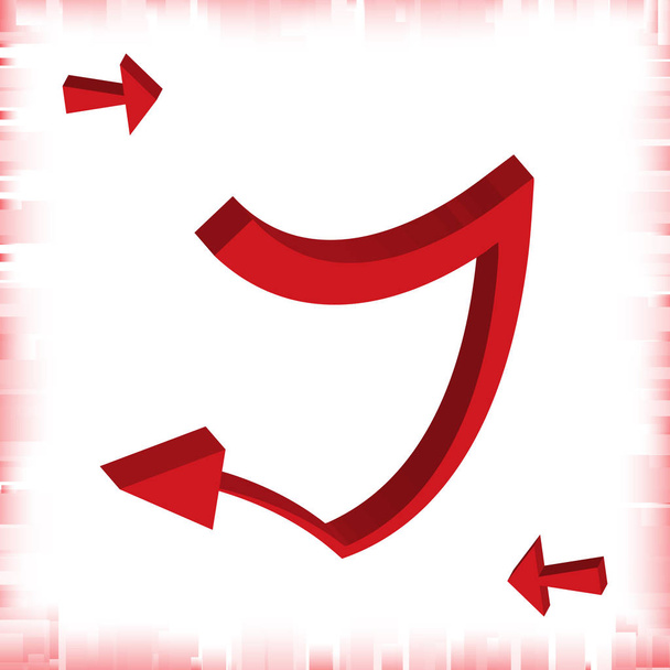 Conjunto de Iconos de Flecha 3d. Símbolo de dirección roja o signo de comunicación aislado sobre fondo blanco
 - Vector, imagen