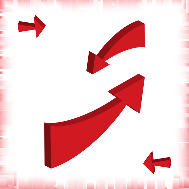 Σύνολο των 3d εικόνες βέλος. Σύμβολο κόκκινο κατεύθυνση ή σημάδι επικοινωνίας που απομονώνονται σε λευκό φόντο - Διάνυσμα, εικόνα