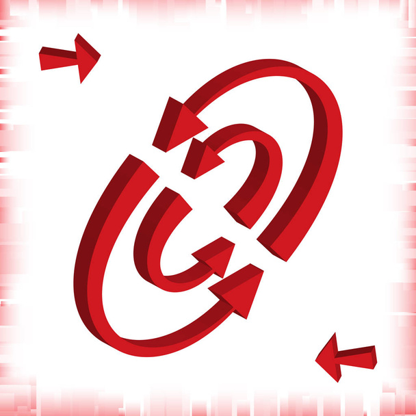 Набор 3d Arrow Icons. Символ красного направления или знак связи изолирован на белом фоне
 - Вектор,изображение