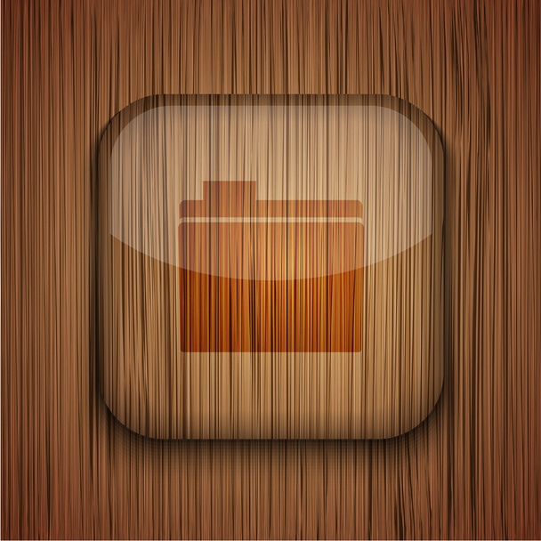 Vector wooden app icon on wooden background. Eps10 - Vector, imagen