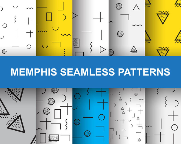  Memphis zökkenőmentes geometrikus minta. Végtelen csípő Retro háttér és textúra - Vektor, kép