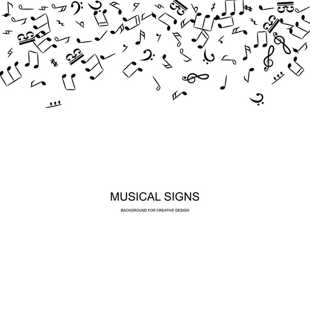 Hand Drawn Music Notes  Background. Musical Pattern with Place for Text - Vector, Image