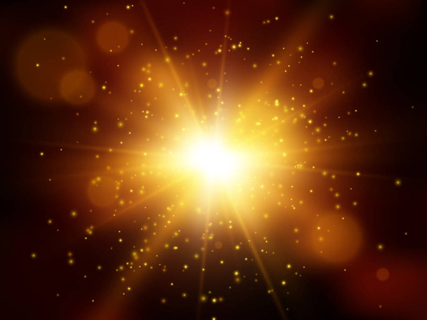Star burst with sparkles. Light effect. Gold glitter texture. EPS10 - Vektor, Bild