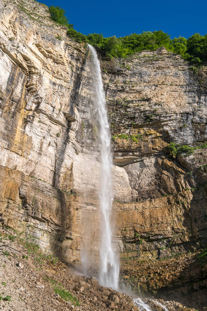 Kinchkha waterfall near Okatse canyon, Imereti, Georgia. - 写真・画像