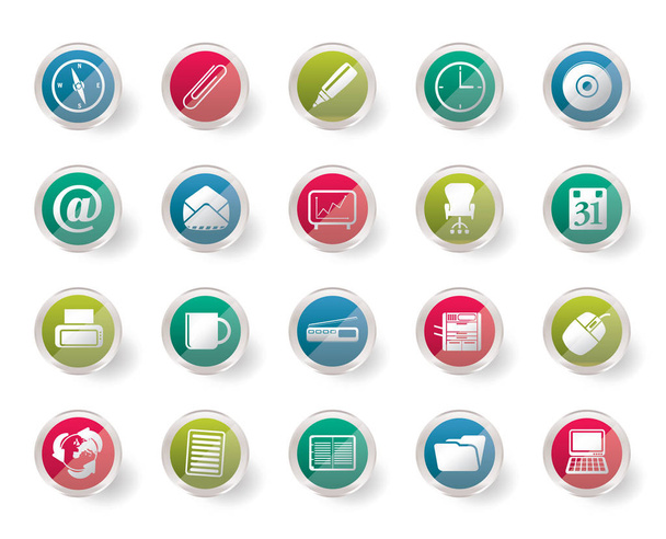 Office Tools Symbole über farbigem Hintergrund - Vektor Icon Set 2 - Vektor, Bild