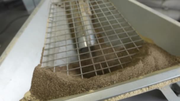 Pulverización de grano molido dentro de la máquina de puesta a tierra en cámara lenta
 - Metraje, vídeo