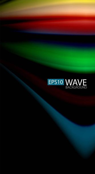 Abstract wave lines fluid rainbow style color stripes on black background. Artistic illustration for presentation, app wallpaper, banner or poster - Vector, Image