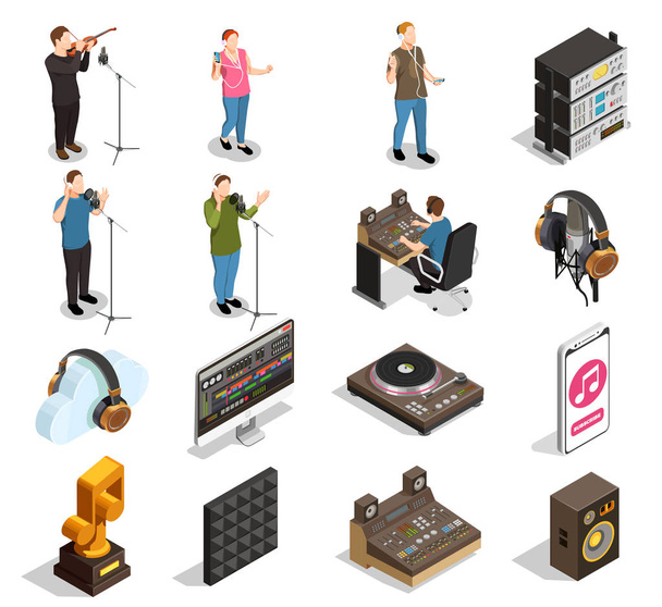 Muziek industrie Icons Set - Vector, afbeelding