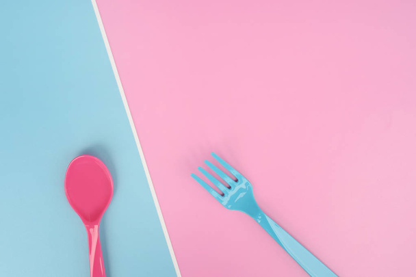 close up of plastic spoons for background - Photo, Image