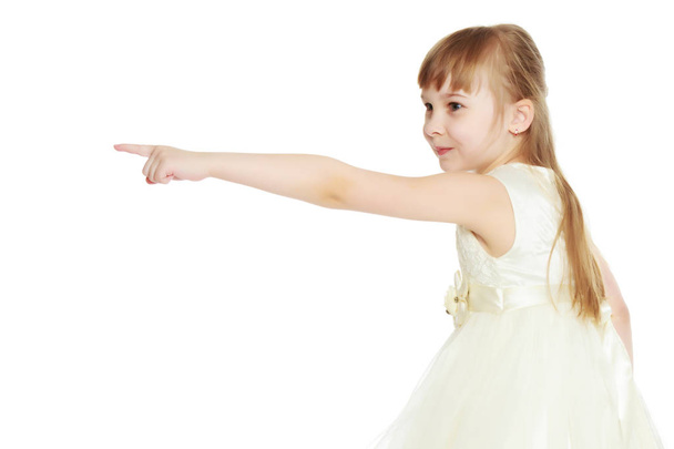Little girl is showing a finger - Photo, Image
