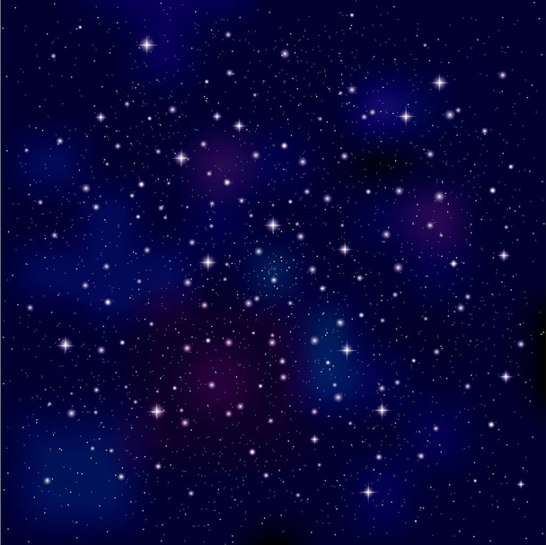 Stars in night sky, dark blue background.  - Vector, Image