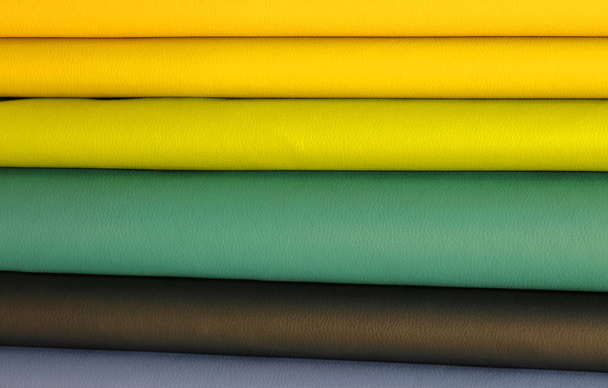 fabrics of various colored fabrics in the artisan tailor's shop - Photo, Image