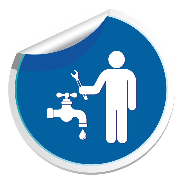 Icono de símbolo de trabajo de fontanería. Ilustración vectorial
 - Vector, imagen