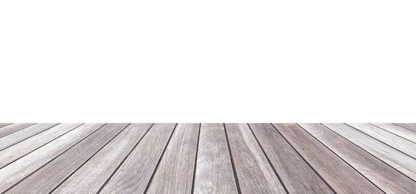 Blank white background and wood floor background - Foto, Imagem