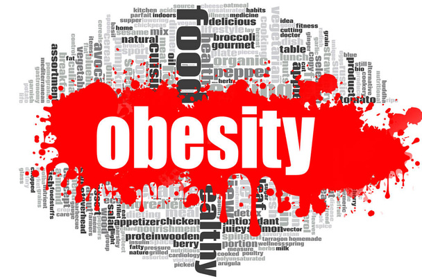 Obesity word cloud concept on white background, 3d rendering - Foto, Imagen