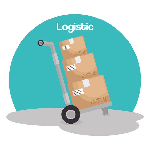 logistischer Service mit Boxen - Vektor, Bild