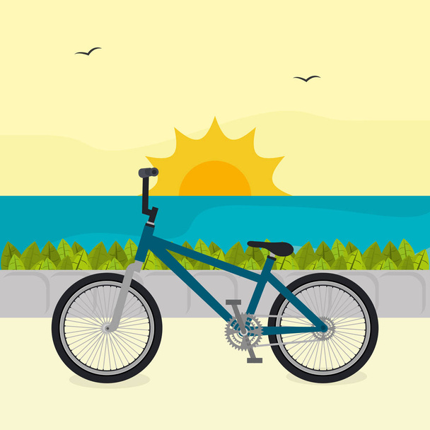 vélo dans la scène de la plage
 - Vecteur, image