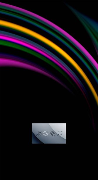 Fluid rainbow colors on black background, vector wave lines and swirls - Vettoriali, immagini
