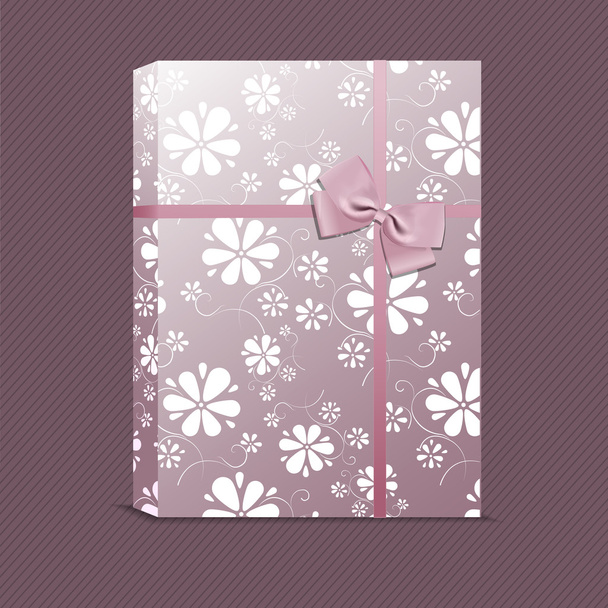 Imagen vectorial de regalo violeta con flores pequeñas
 - Vector, imagen