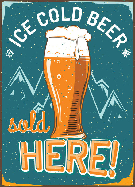 glass of beer, ice cold beer emblem, vector illustration - Vektori, kuva