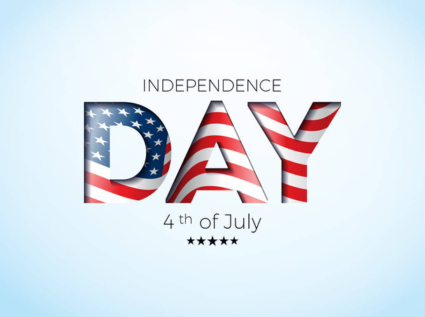 Independence Day of the USA Vector Illustration with Flag in Cutting Lettering. Fourth of July Design on Light Background for Banner, Greeting Card, Invitation or Holiday Poster - Vektor, Bild