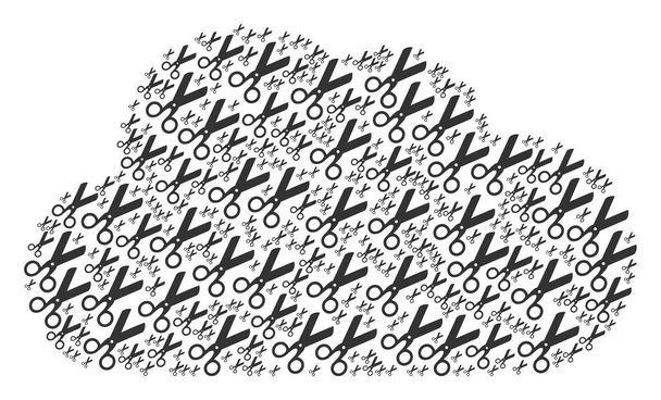 Хмара склад ножиці іконок - Вектор, зображення