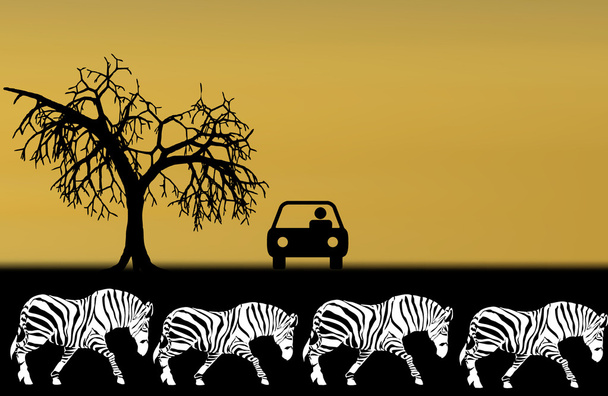 ilustracja z safari w Afryce - Wektor, obraz