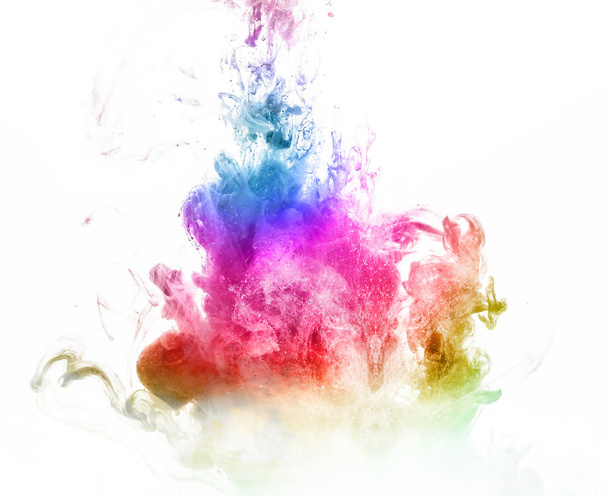 abstract colorful ink in water isolated on white background  - Photo, Image