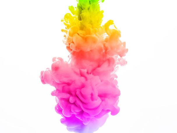 abstract colorful ink in water isolated on white background  - Фото, изображение