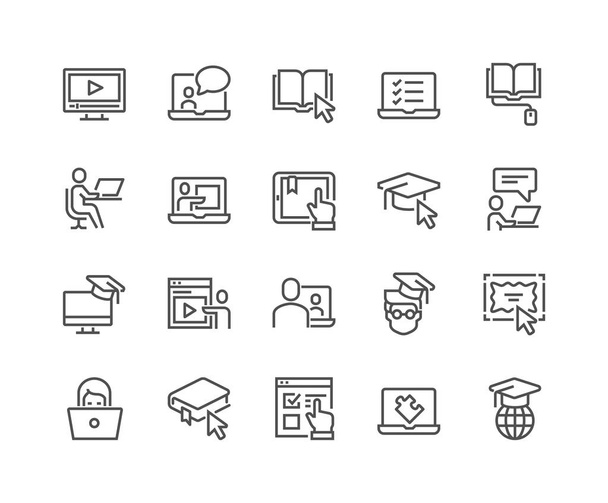 Line Online Education Icons - Vector, Image
